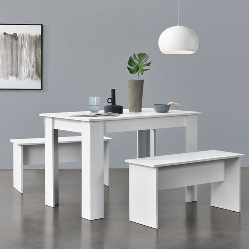 Eethoek set tafel 110x70x73 en banken 86,5x33x43,5 cm - 4 kleuren