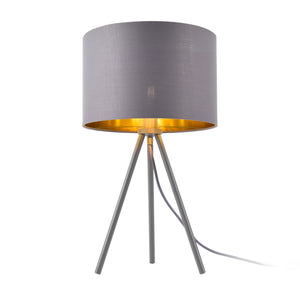 Tafellamp Metz tripod lamp metaal stof Ø30 cm E14 grijs goud