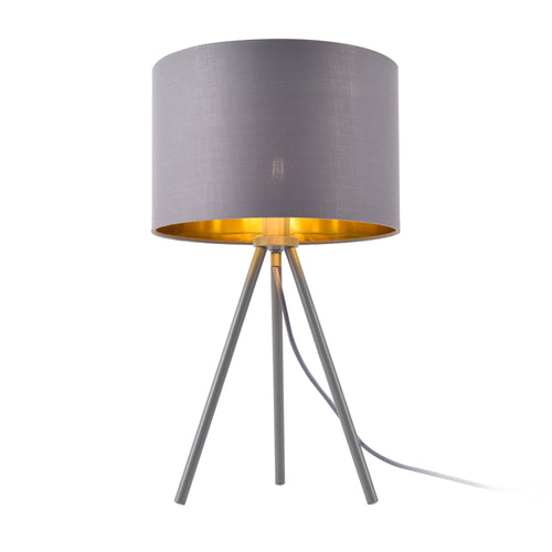Tafellamp Metz tripod lamp metaal stof Ø30 cm E14 grijs goud