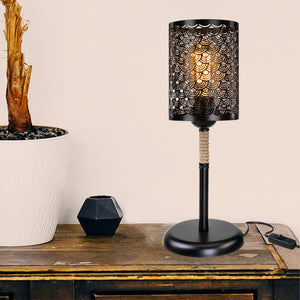 [lux.pro] Tafellamp bureaulamp Filton E27 zwart en jute