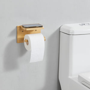 [en.casa] Toiletrolhouder Vallentuna bamboe 12x18x10,5 cm houtkleurig