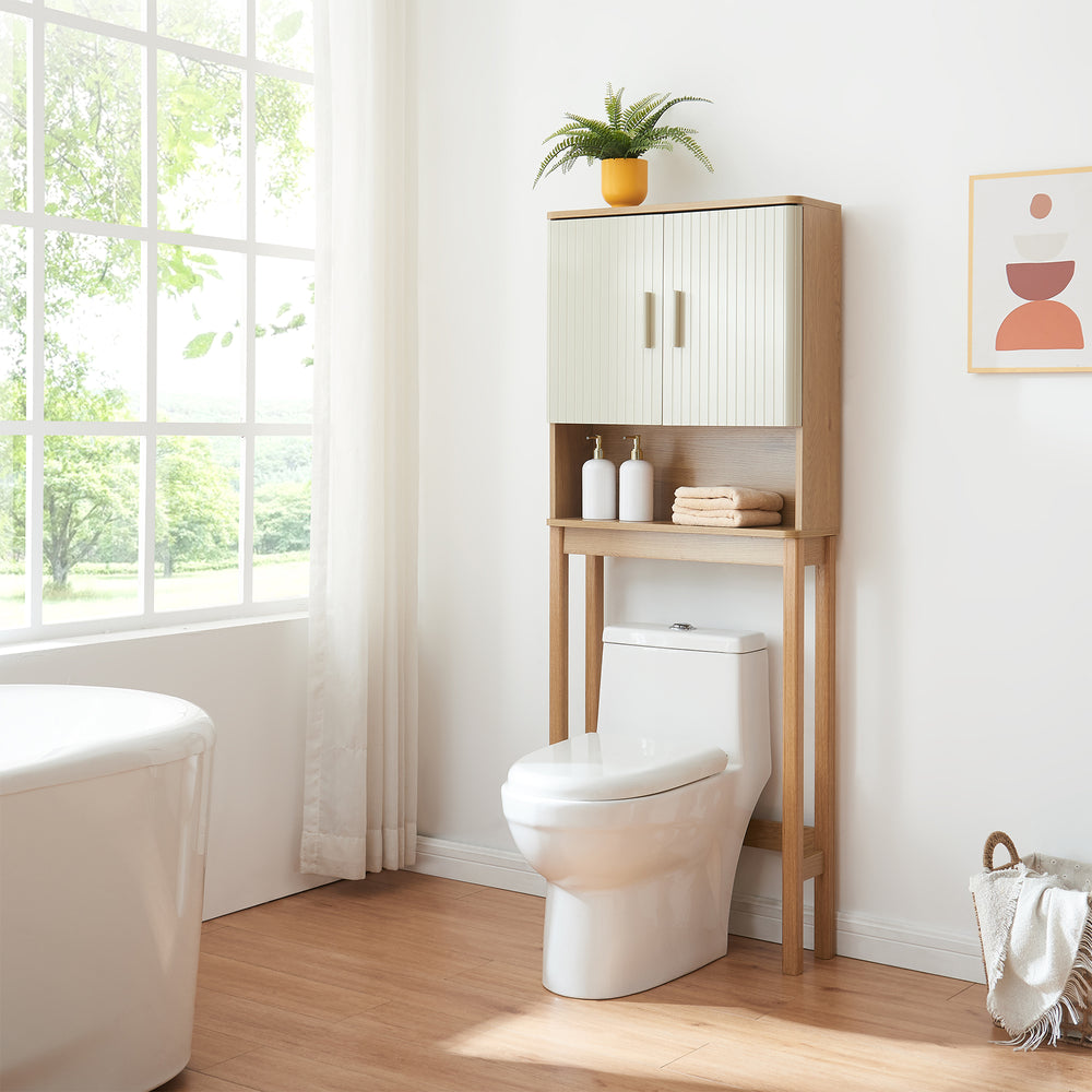 Toiletombouwkast Ferrersp 160x63x20 cm eikenkleurig havermout en naturel [en.casa]