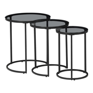 [en.casa] Bijzettafel set van 3 Kyyjärvi zwart en transparant - 2 varianten