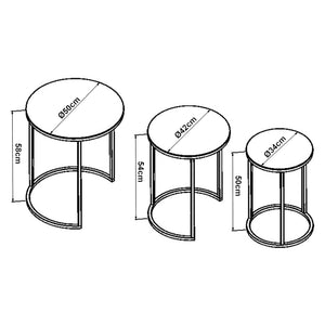 [en.casa] Bijzettafel set van 3 Kyyjärvi zwart en transparant - 2 varianten
