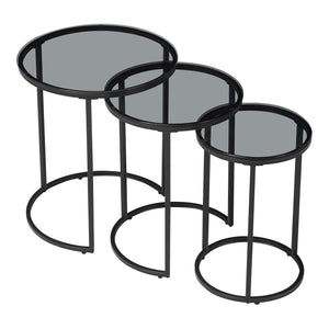 [en.casa] Bijzettafel set van 3 Kyyjärvi zwart en transparant - 2 varianten
