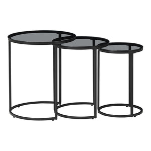 [en.casa] Bijzettafel set van 3 Kyyjärvi zwart en transparant - 2 varianten