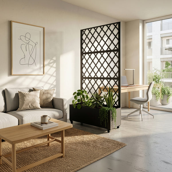Roomdivider Malja met plantenbak 190x82x38 cm zwart casa.pro