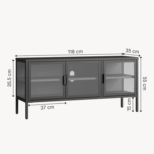 Vitrinekast Borshavisa staal zwart [en.casa]