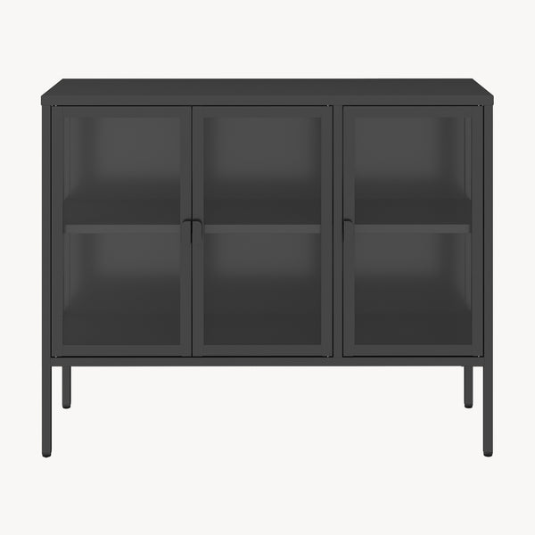 Vitrinekast Borshavisa staal zwart [en.casa]