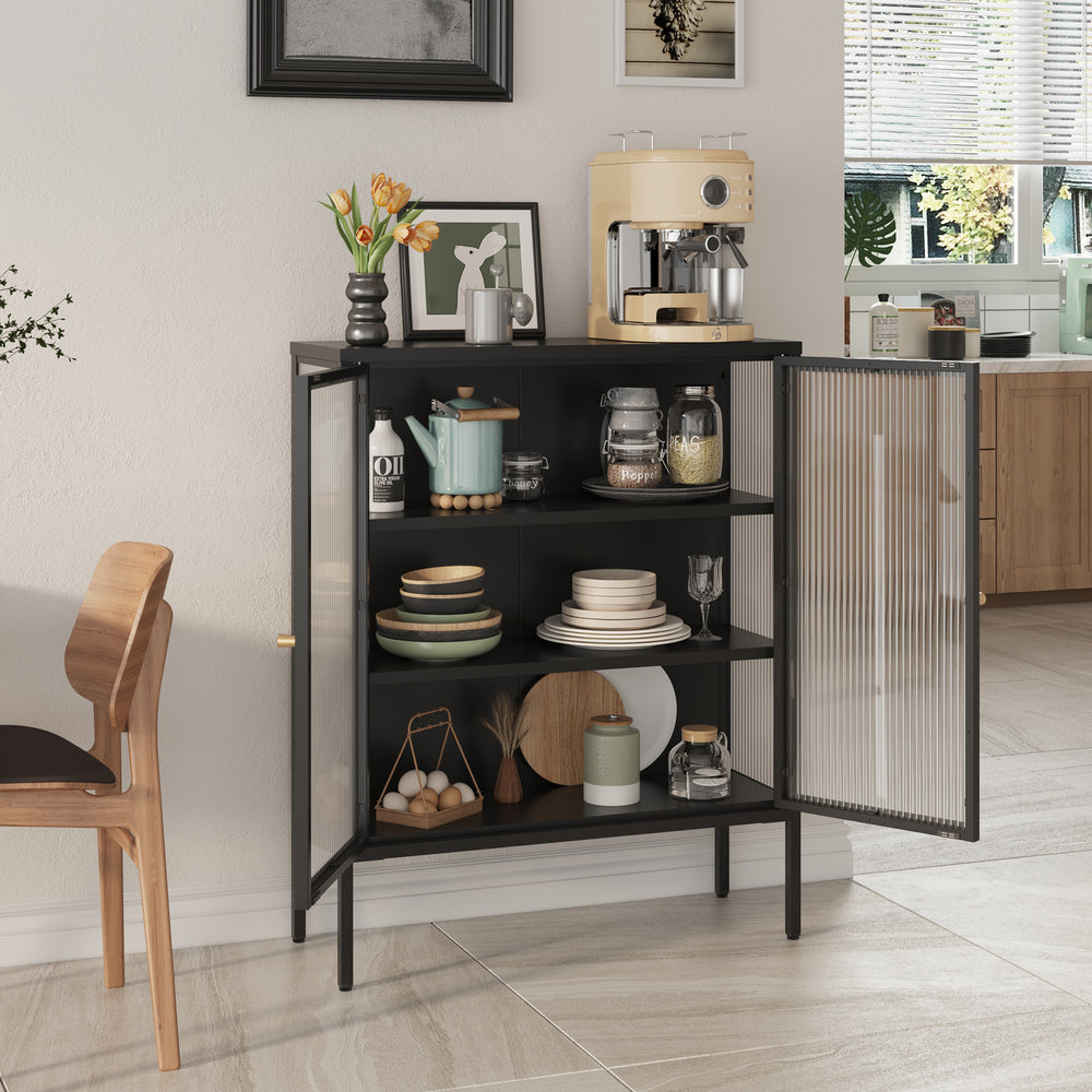 Vitrinekast Susa staal zwart [en.casa]