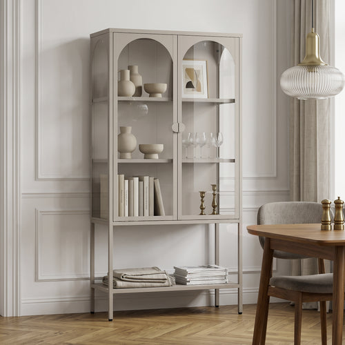Vitrinekast Klippestad 160x80x35 cm camel [en.casa] 