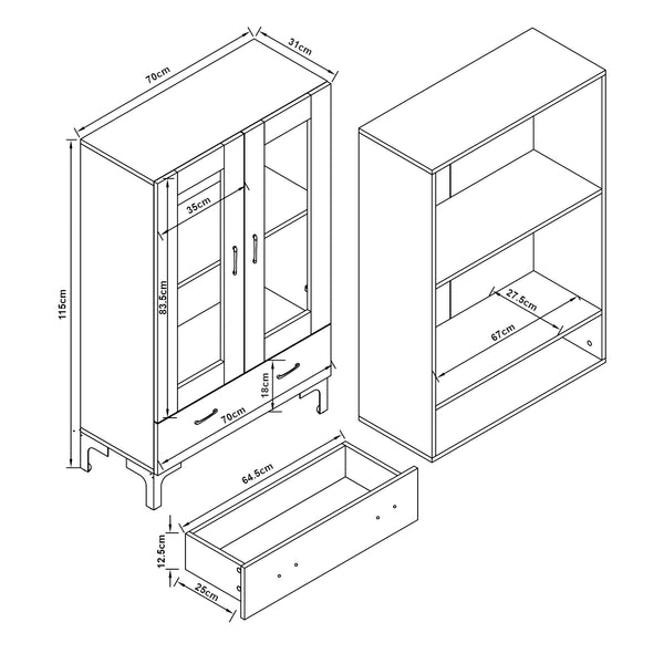 Vitrinekast Søndersø 115x70x31 cm [en.casa]