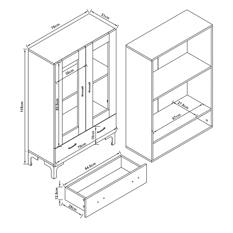 Maatschets Vitrinekast Søndersø 115x70x31 cm [en.casa]