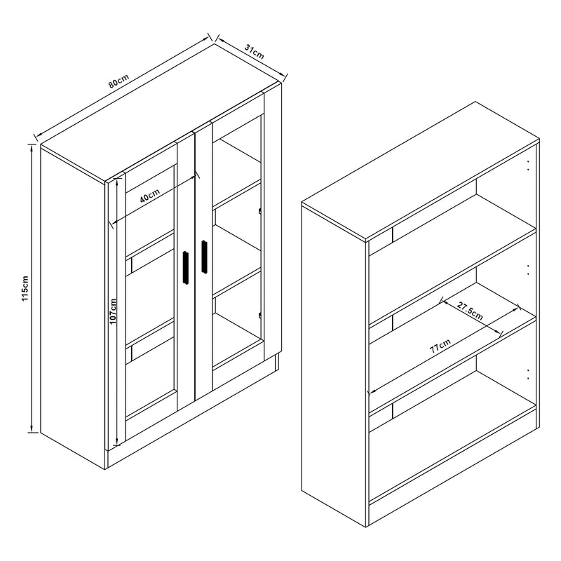 Maatschets [en.casa] Vitrinekast Sorø 115x80x31 cm - 3 varianten