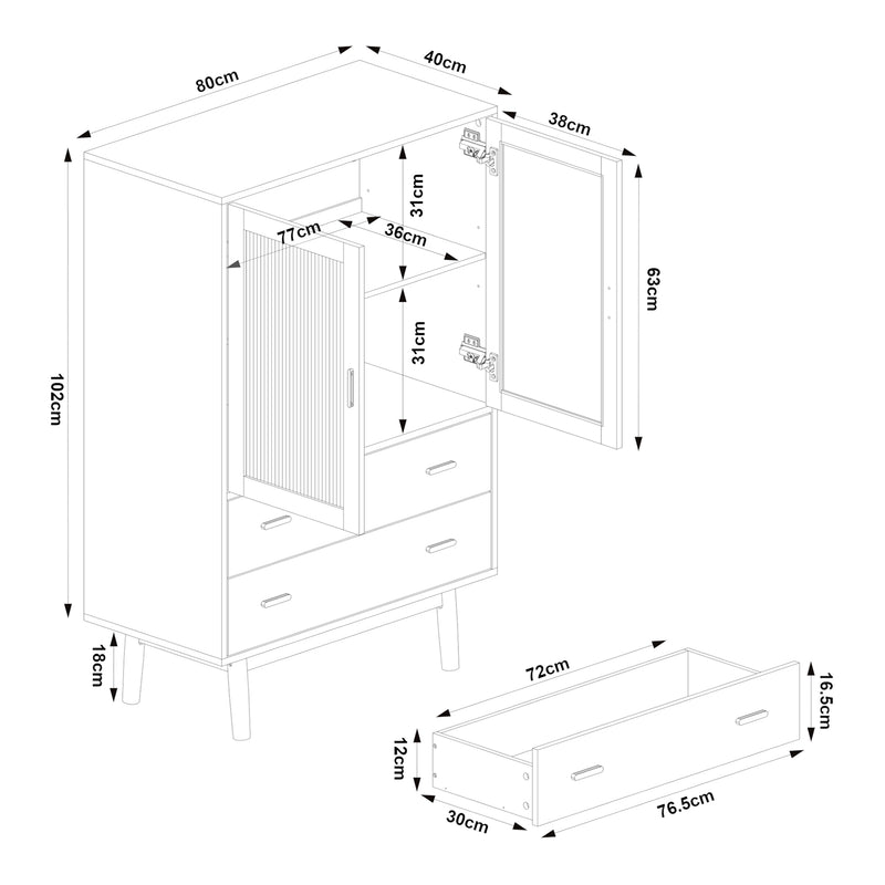 Maatschets Vitrinekast Susa 120x80x40 cm [en.casa]