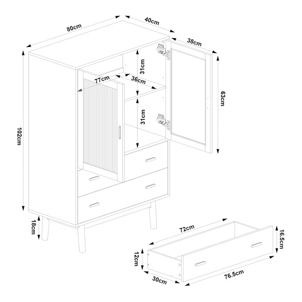 Vitrinekast Susa 120x80x40 cm [en.casa]