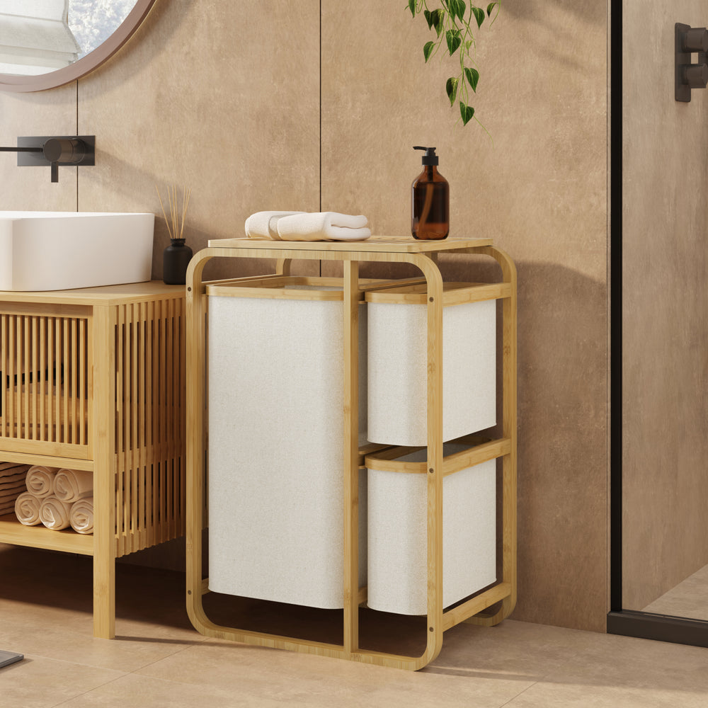 [en.casa] Wasmand Evenes met waszakken 70,5x49,5x33 cm - 2 varianten