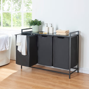 Wassorteerder Saltvik met 3 wasmanden Zwart [en.casa] - premiumXL