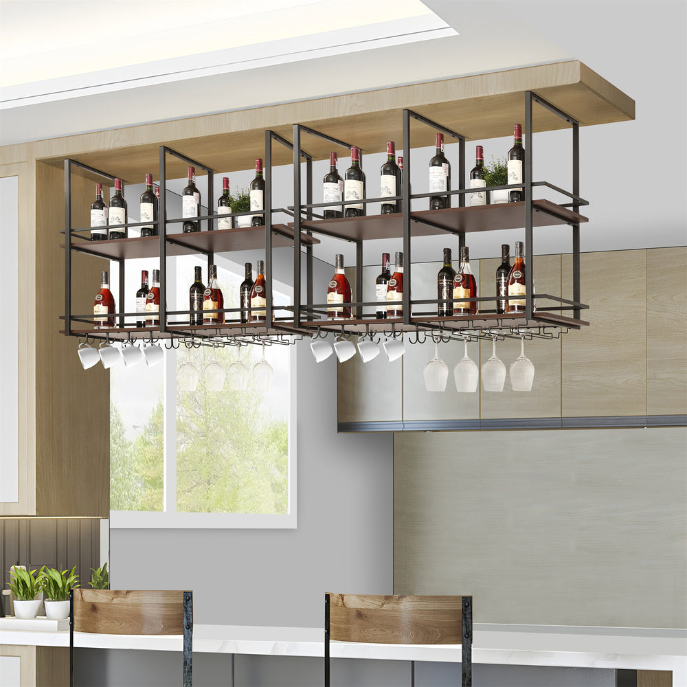 Wijnrek Hubro zwart en walnootkleurig [en.casa]