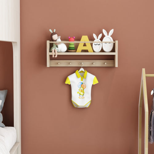[en.casa] Wandkapstok Sundeved 20x50x9 cm houtkleurig
