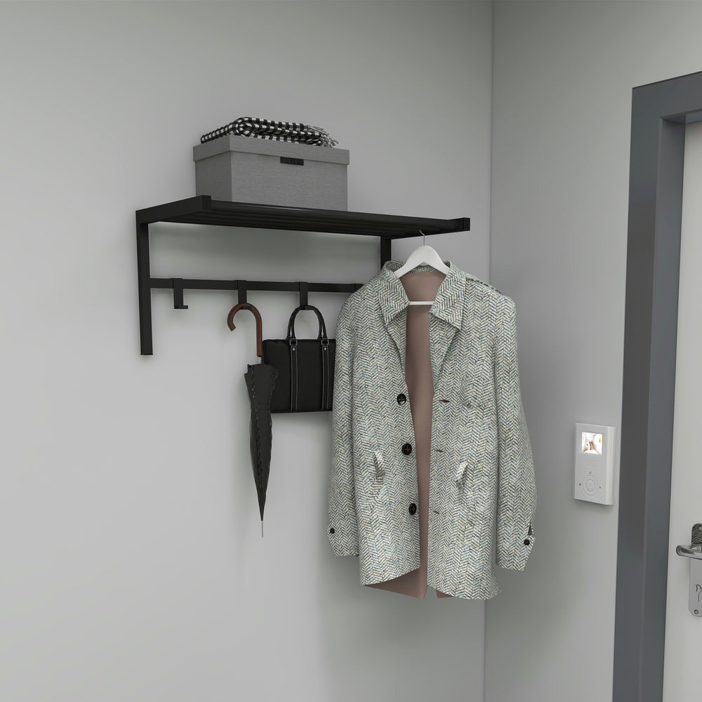 Wandgarderobe Tolga met hoedenplank Zwart [en.casa] - premiumXL