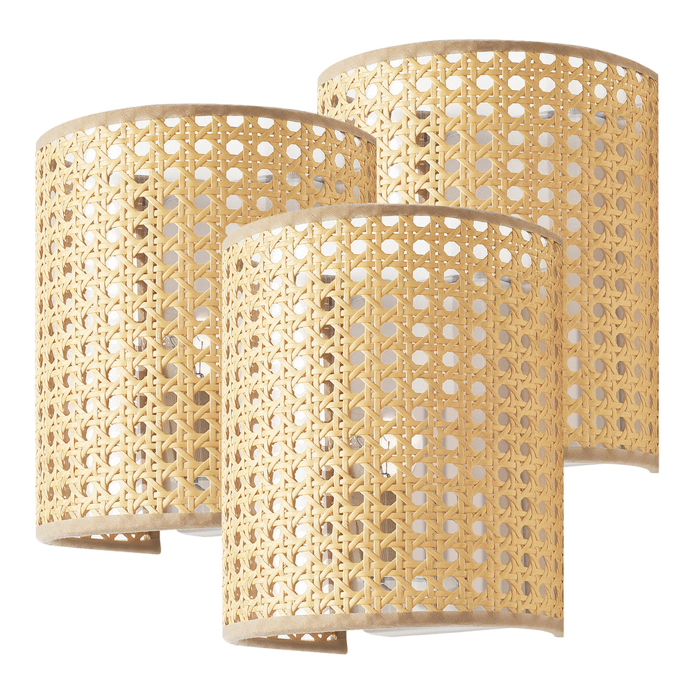 Wandlamp Ascot 20x16x12 cm E27 wit en rotan look lux.pro