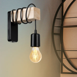 [lux.pro] Wandlamp Chelmsford E27 zwart en houtkleurig