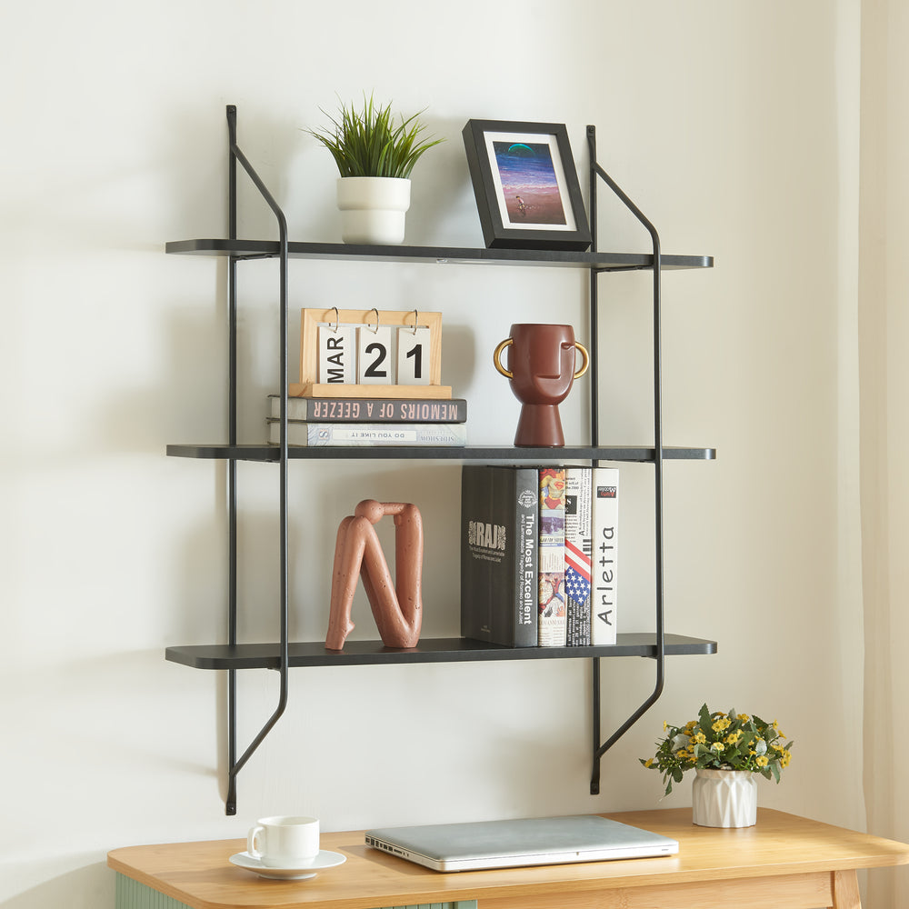 Wandrek Østfold met 3 planken 100x80x21 cm [en.casa]