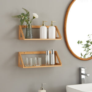 Wandplankenset Gjerdrum 2-delig Set 43x15x15cm Bamboe [en.casa] - premiumXL