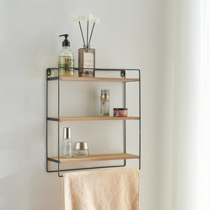 Wandrek Skovbo met 3 legplanken Zwart/Houtkleur [en.casa] - premiumXL