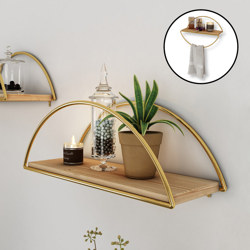 Wandrek Mynämäki 39x16x17 cm Goudkleurig [en.casa] - premiumXL