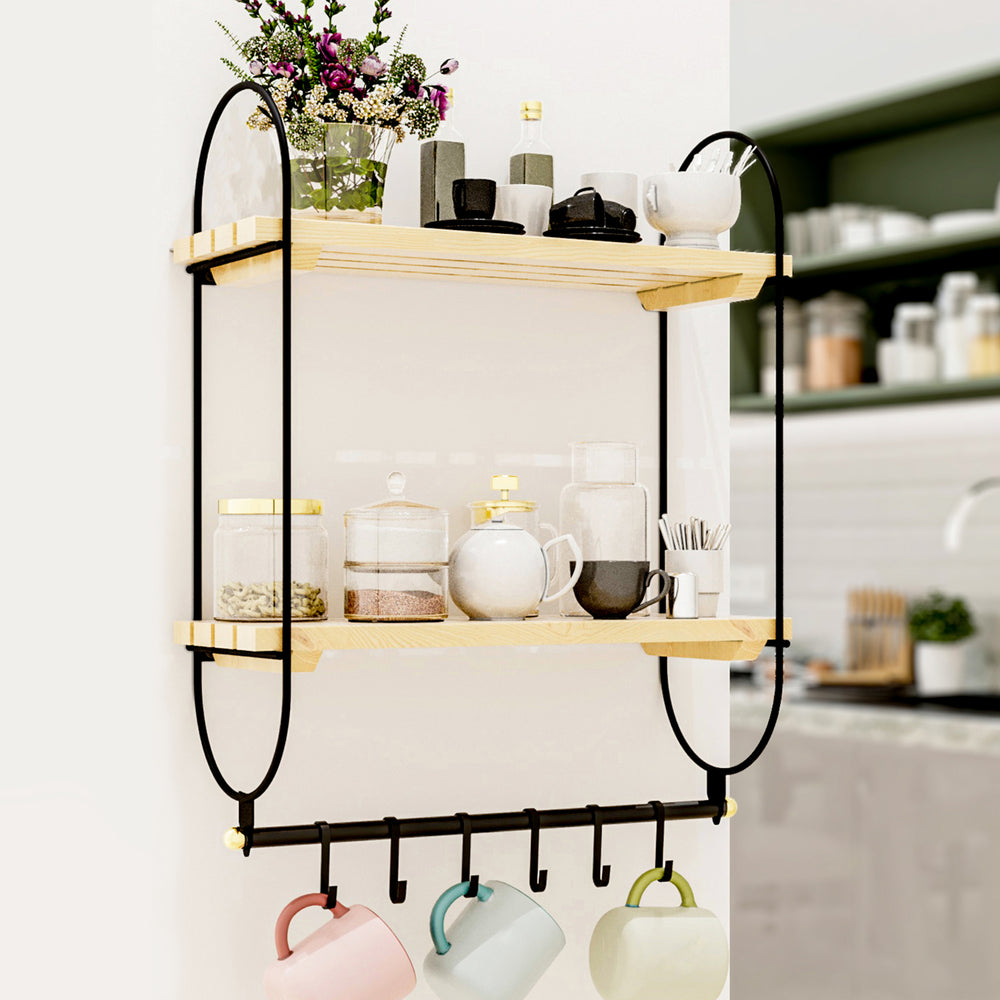 Wandrek Pielavesi met 6 haken Zwart/Naturel [en.casa] - premiumXL