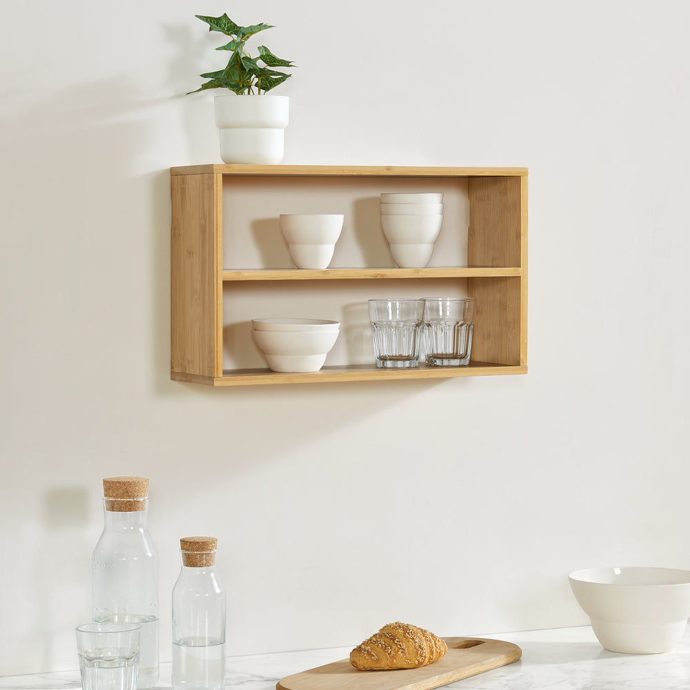 [en.casa] Wandrek keukenrek Gol 50x15x30 cm bamboe