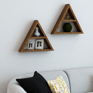 [en.casa] Wandplank Sydlangeland set van 2 houtkleurig donker