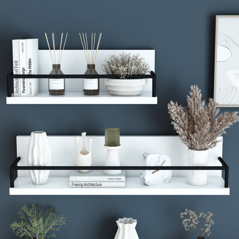 Wandrek Grue 2-delig Set Wit/Zwart [en.casa] - premiumXL