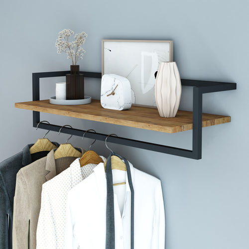 Wandgarderobe Evje 80x30x20cm Houtkleur/Zwart [en.casa] - premiumXL