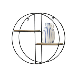 [en.casa] Wandrek rond zwart en hout 35x12 cm