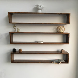 [en.casa] Wandplank set van 3 Næstved 100x14x18 cm houtkleurig