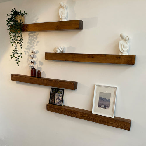 [en.casa] Wandplankset Munkebo 100x9x9 cm houtkleurig - 2 varianten