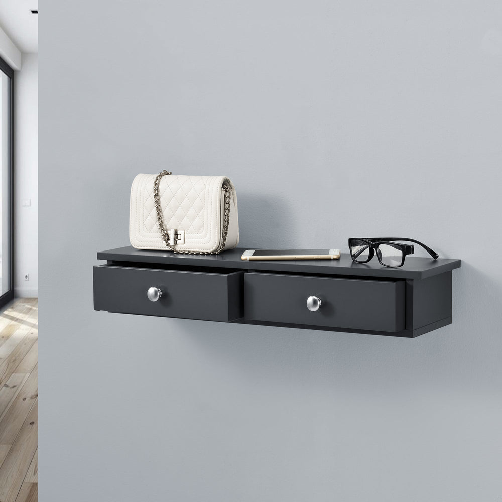 Wandplank Geeste 60x15x10 cm met 2 lades [en.casa] - premiumXL