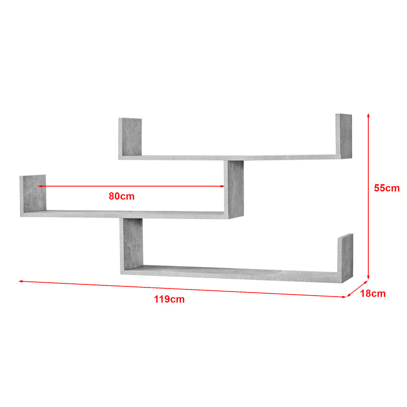 Maatschets Wandrek Grimstad met 3 planken 119x18x55 cm - 3 varianten