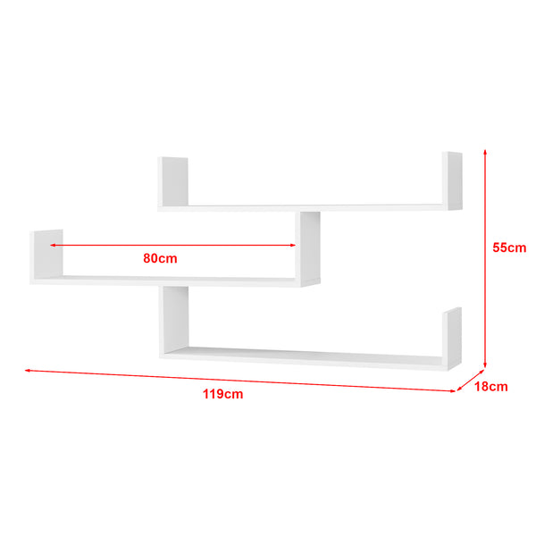Wandrek Grimstad met 3 planken 119x18x55 cm - 3 varianten