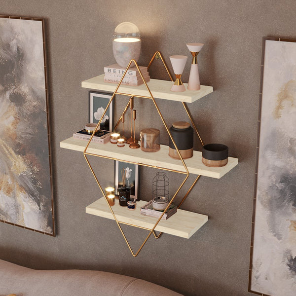 Wandrek Heinävesi met 3 planken 65x60x15 cm [en.casa]