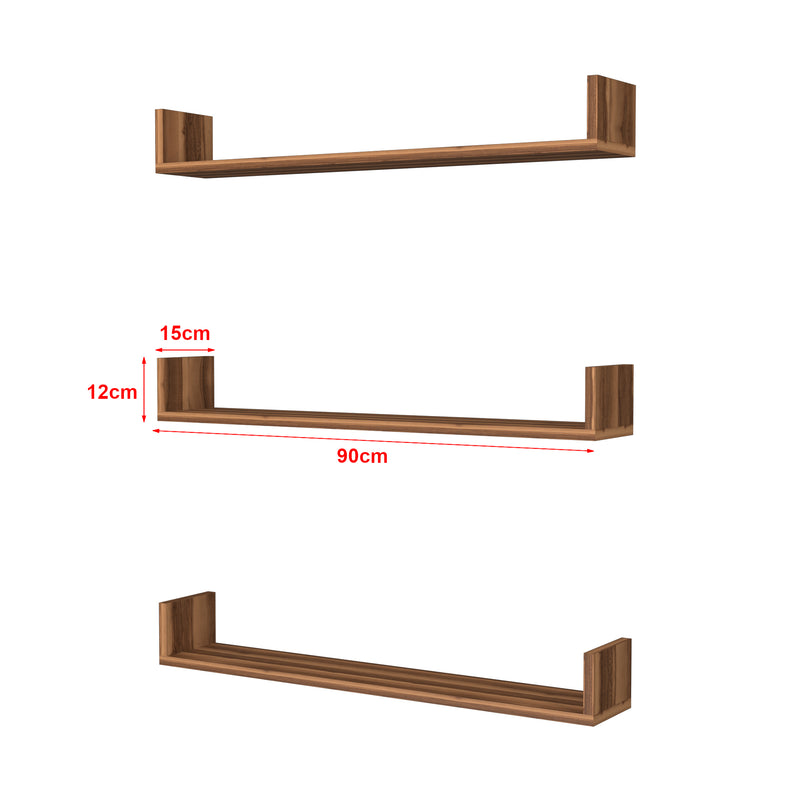 Maatschets [en.casa] Wandplank set van 3 Höganäs - 8 varianten