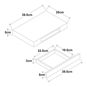 [en.casa] Wandplank Hyvinkää met lade 39,5x25x5 cm - 2 varianten