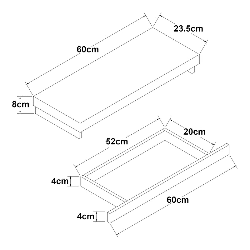 Maatschets [en.casa] Wandplank Karkkila met lade 60x23,5x8 cm - 2 varianten