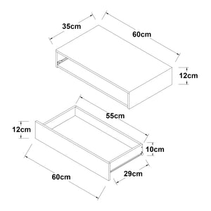 [en.casa] Wandplank Kärsämäki met lade 60x35x12 cm - 2 varianten