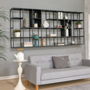 Wandplankenset Nostened vierkant staal zwart [en.casa]