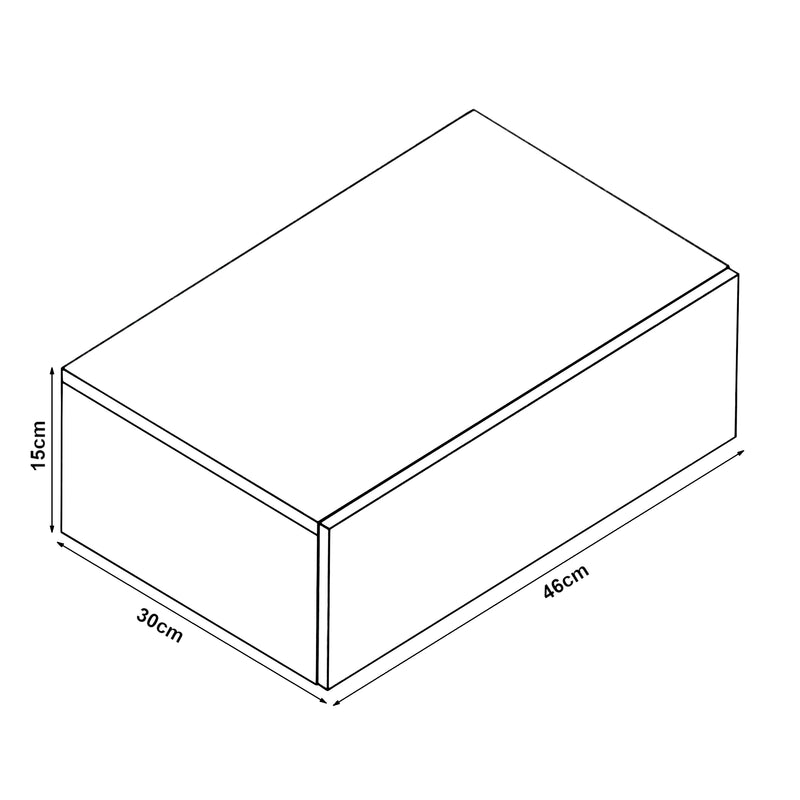Maatschets Wandplank met lade zwevend 46x30x15 cm - 18 varianten