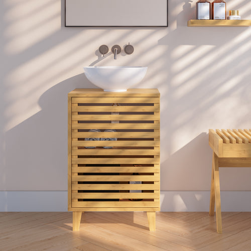 [en.casa] Bamboe wastafelonderkast Iveland 60x40x30 cm houtkleurig